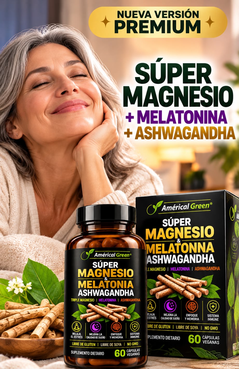 Super Magnesio + Melatonina &  Ashwagandha